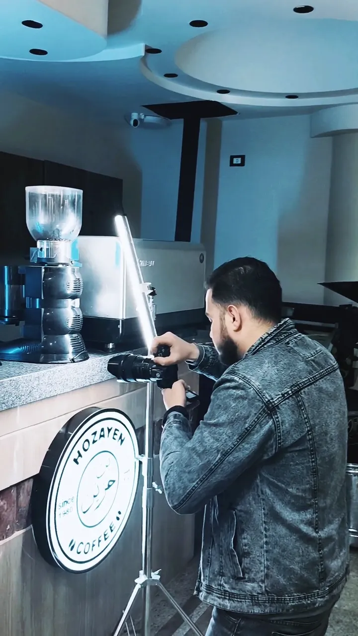 Behind the scenes on the cafe shoot.