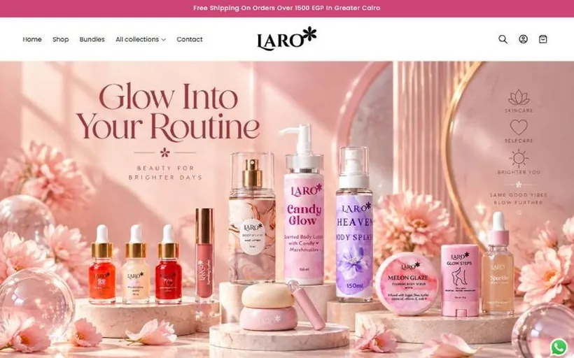 Screenshot of the LARO Cosmetics storefront.