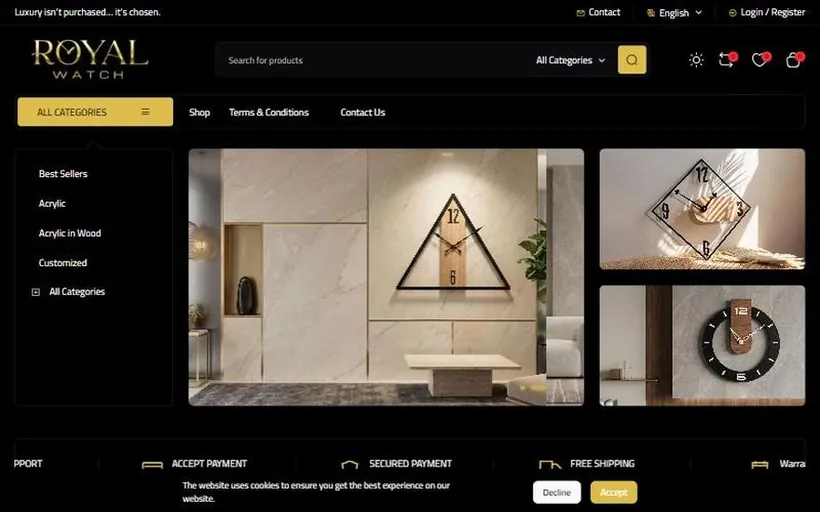 Screenshot of the Royal Watch storefront.