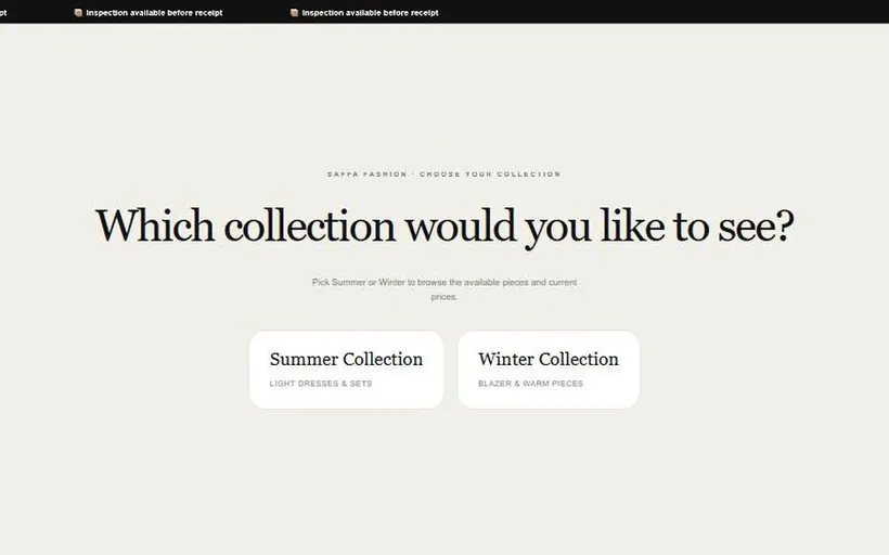 Screenshot of the Saffa Fashion storefront.